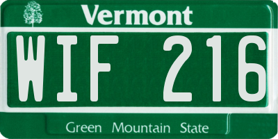 VT license plate WIF216