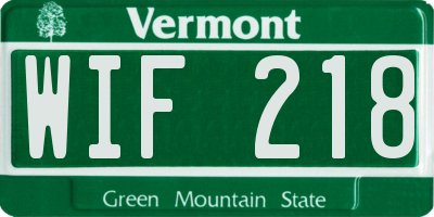 VT license plate WIF218