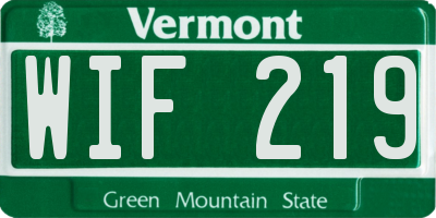 VT license plate WIF219