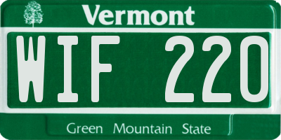 VT license plate WIF220