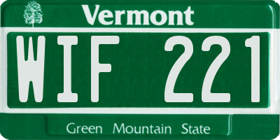 VT license plate WIF221