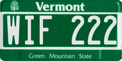 VT license plate WIF222