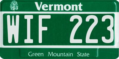 VT license plate WIF223