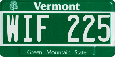 VT license plate WIF225