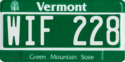 VT license plate WIF228