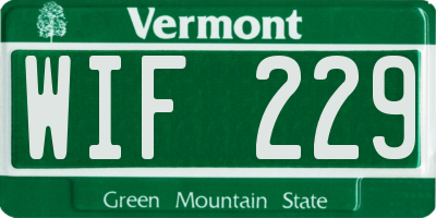 VT license plate WIF229