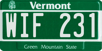 VT license plate WIF231