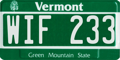 VT license plate WIF233