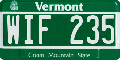 VT license plate WIF235