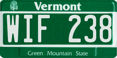 VT license plate WIF238