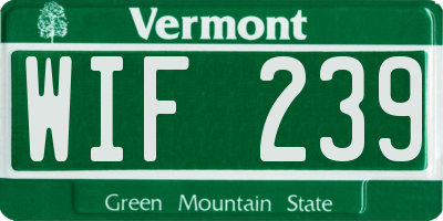VT license plate WIF239