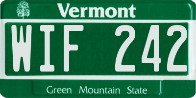 VT license plate WIF242
