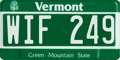 VT license plate WIF249