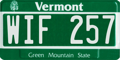 VT license plate WIF257