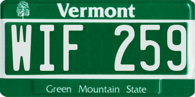 VT license plate WIF259