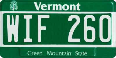 VT license plate WIF260
