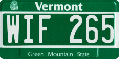 VT license plate WIF265