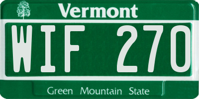 VT license plate WIF270