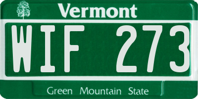 VT license plate WIF273