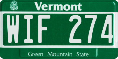 VT license plate WIF274