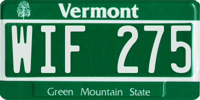 VT license plate WIF275
