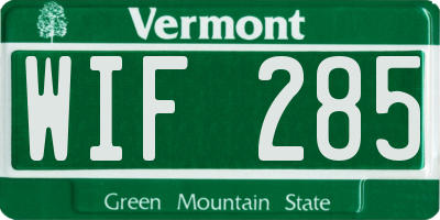 VT license plate WIF285