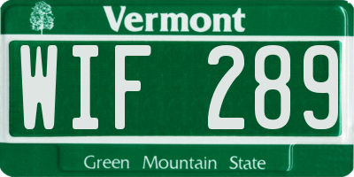 VT license plate WIF289