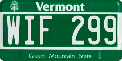 VT license plate WIF299