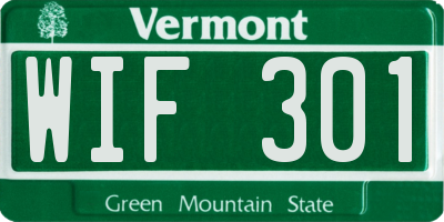 VT license plate WIF301