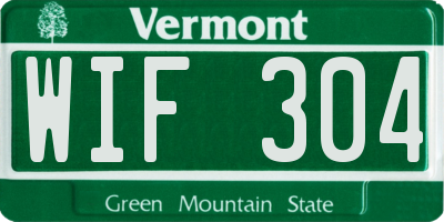 VT license plate WIF304
