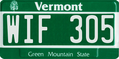 VT license plate WIF305