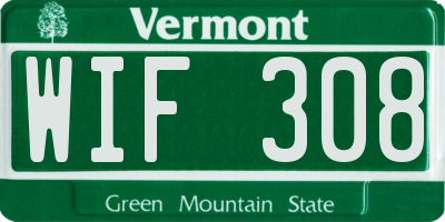 VT license plate WIF308