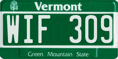 VT license plate WIF309