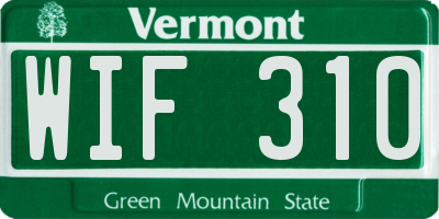 VT license plate WIF310