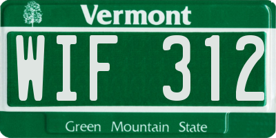 VT license plate WIF312