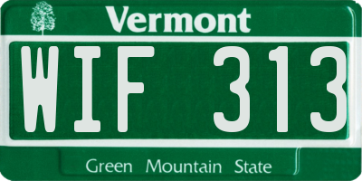 VT license plate WIF313