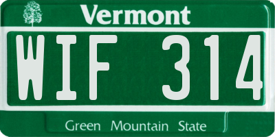 VT license plate WIF314