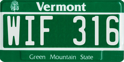 VT license plate WIF316