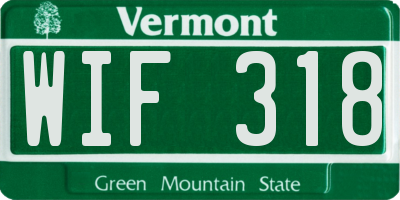 VT license plate WIF318