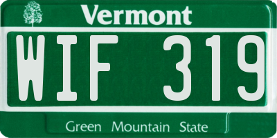 VT license plate WIF319