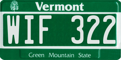 VT license plate WIF322