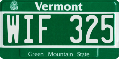VT license plate WIF325