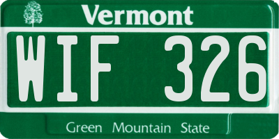 VT license plate WIF326