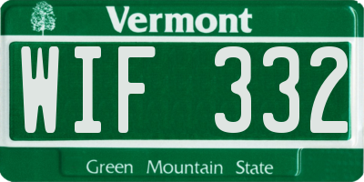 VT license plate WIF332