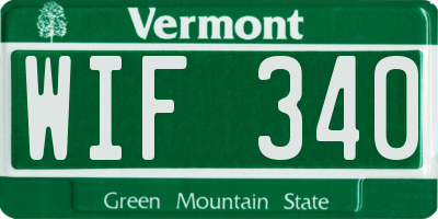 VT license plate WIF340