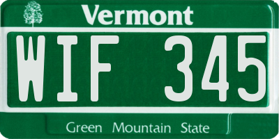 VT license plate WIF345
