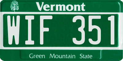 VT license plate WIF351