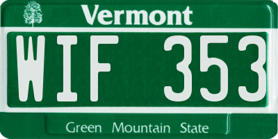 VT license plate WIF353