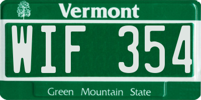 VT license plate WIF354