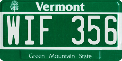VT license plate WIF356